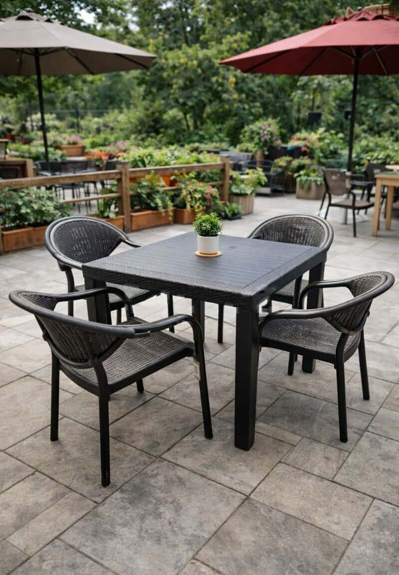 Round garden table, White color - Tenderyard