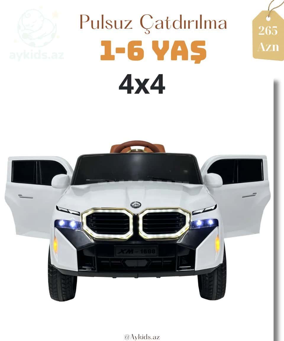Elektrik avtomobili BMW 1688 ağ rəng - Tenderyard