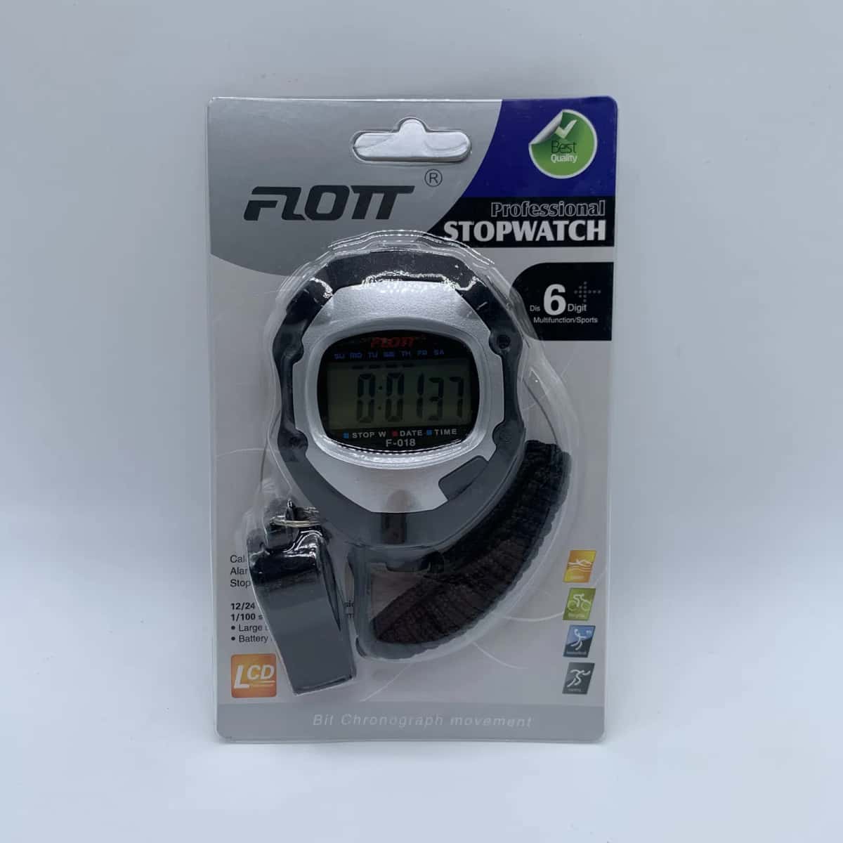 Stopwatch plastic 7x6 cm gray-black - Tenderyard