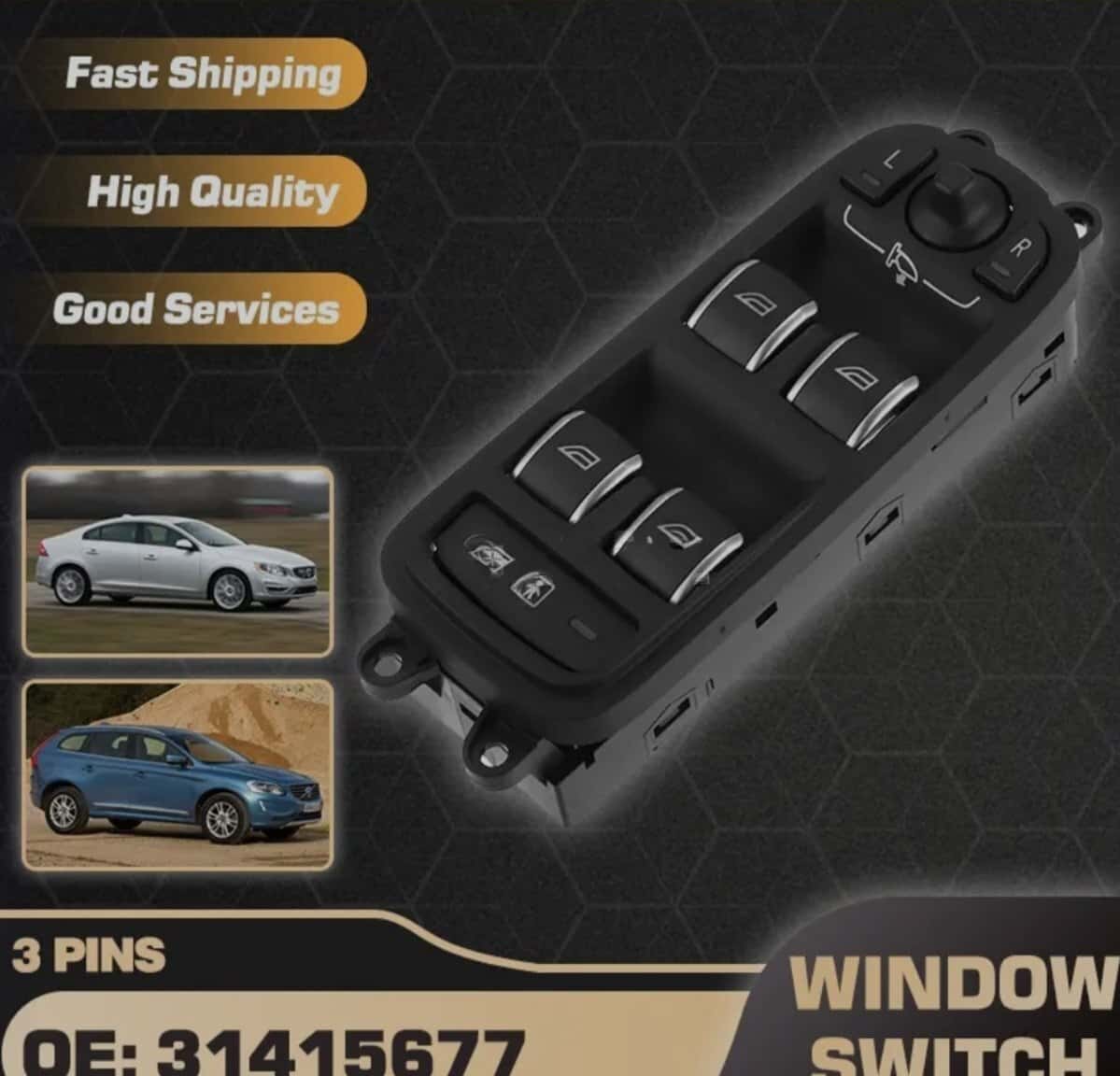 Window switch control panel for Volvo XC60, S60L 2010-2019 - Tenderyard