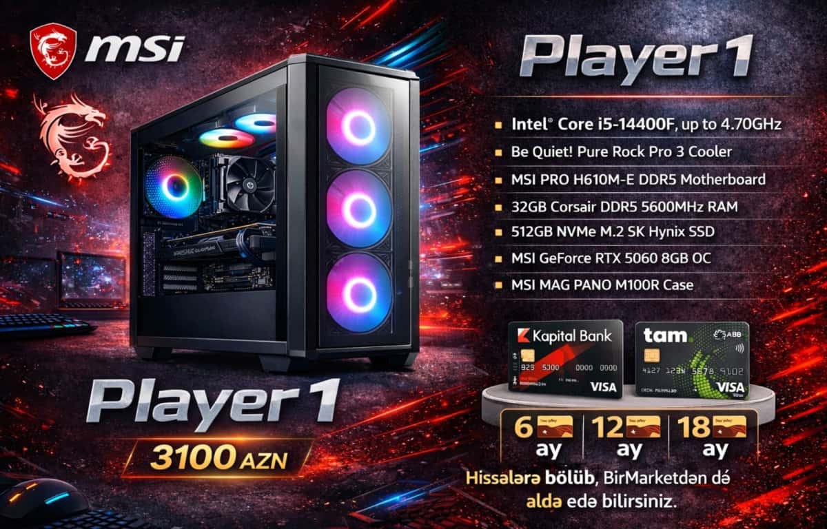 Oyun kompüteri Player 1 i5-14400F RTX 5060 32GB RAM - Tenderyard