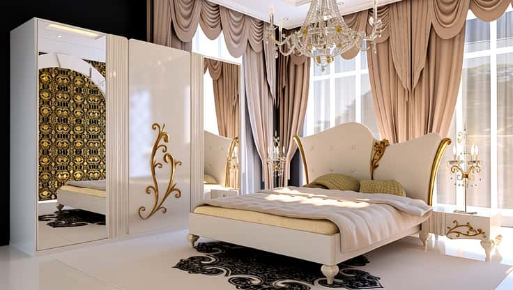 Wooden bedroom set, Beige color - Tenderyard