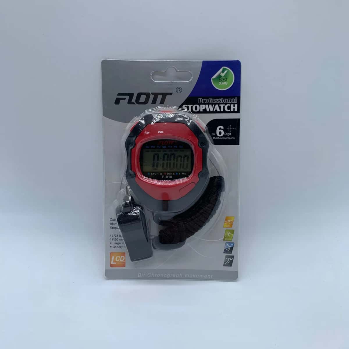 Stopwatch plastic 7x6 cm red-black - Tenderyard