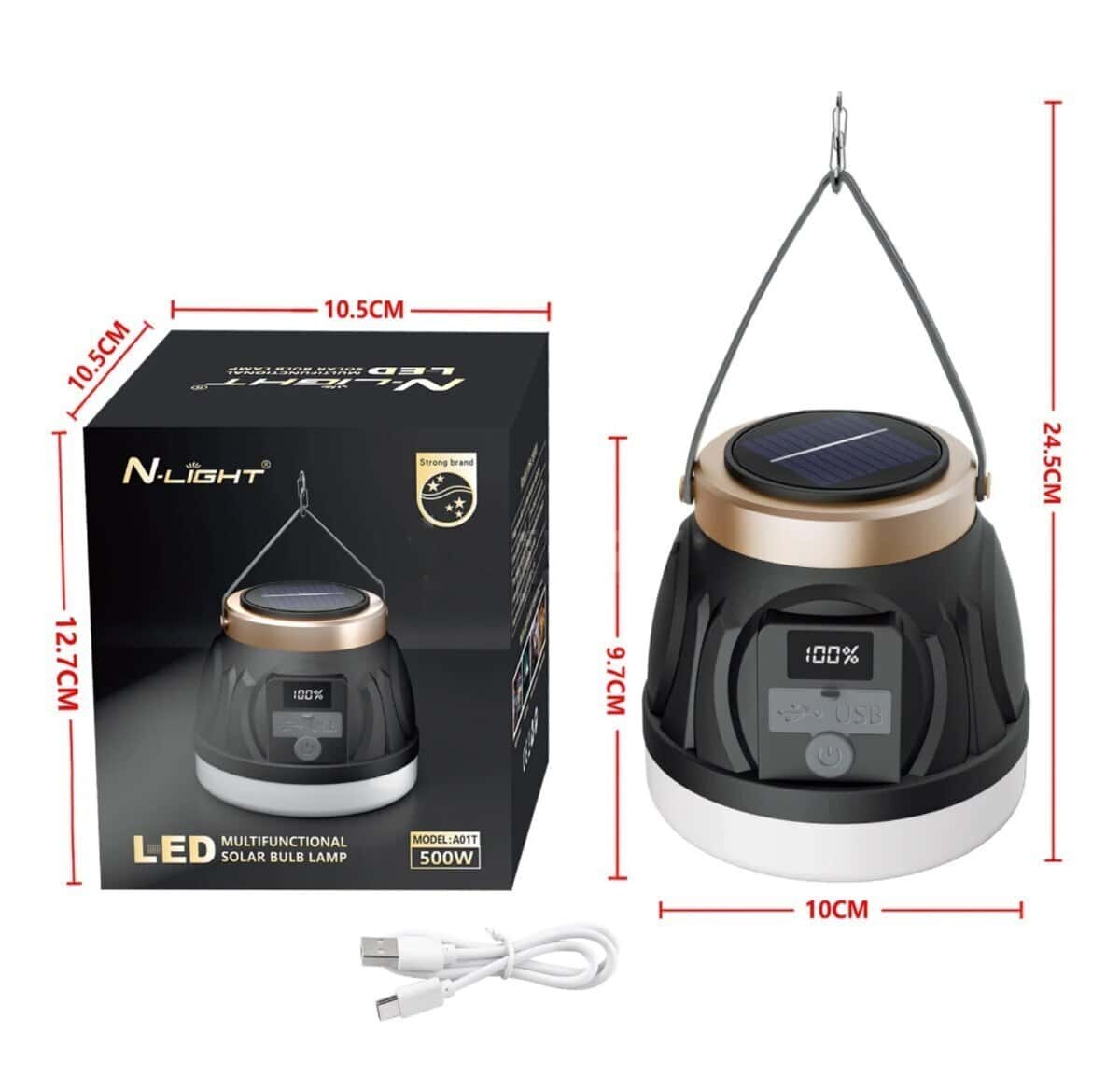 Multifunctional solar-powered LED lantern 500W - Tenderyard