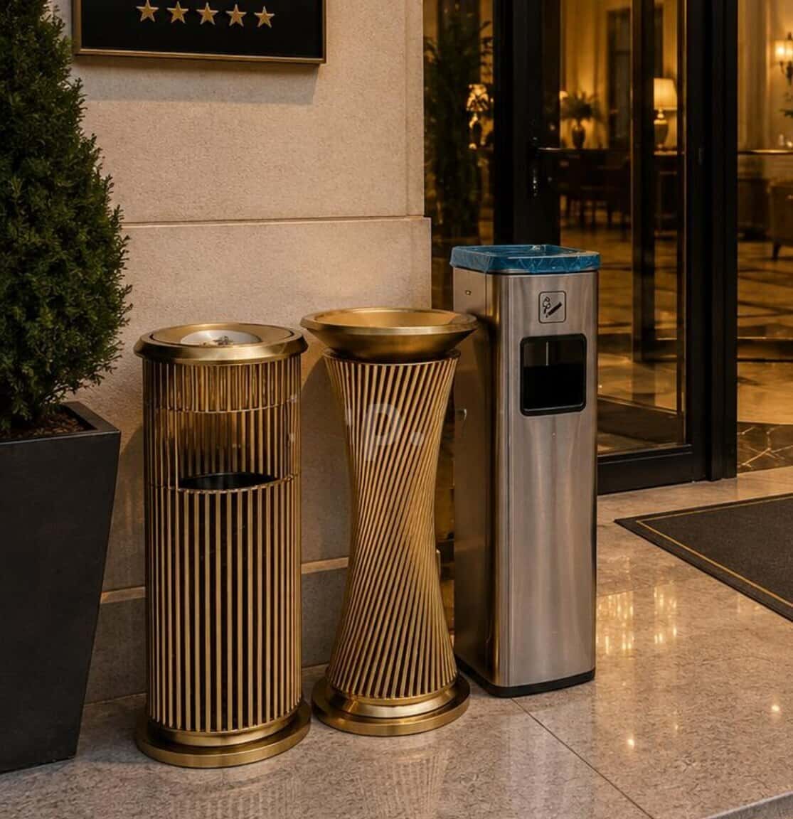 Waste bin in chrome and gold colors - Tenderyard