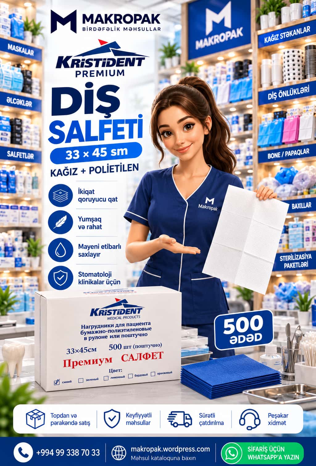 Kristident premium diş salfeti 33x45 sm - Tenderyard