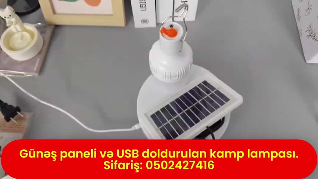 Günəş enerjili və USB ilə doldurulan kamp lampası - Tenderyard