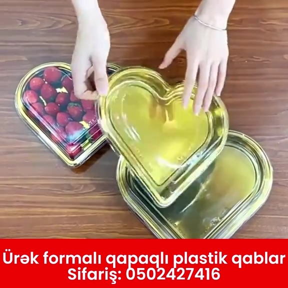 Ürək formalı qapaqlı plastik qablar - Tenderyard