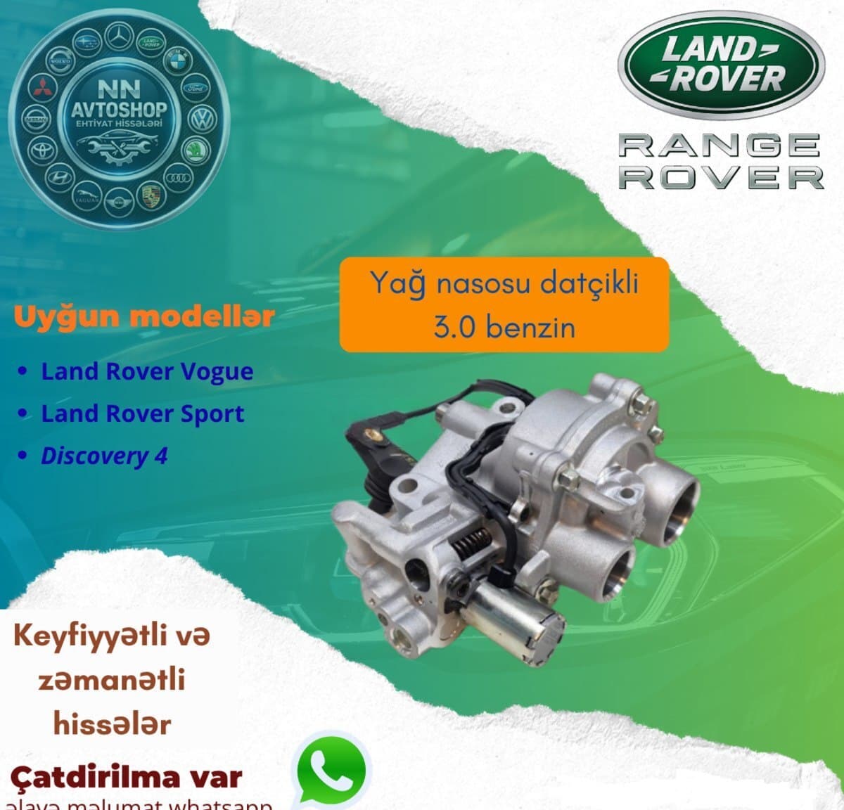 Yağ nasosu Range Rover 3.0 benzin 2014-2018