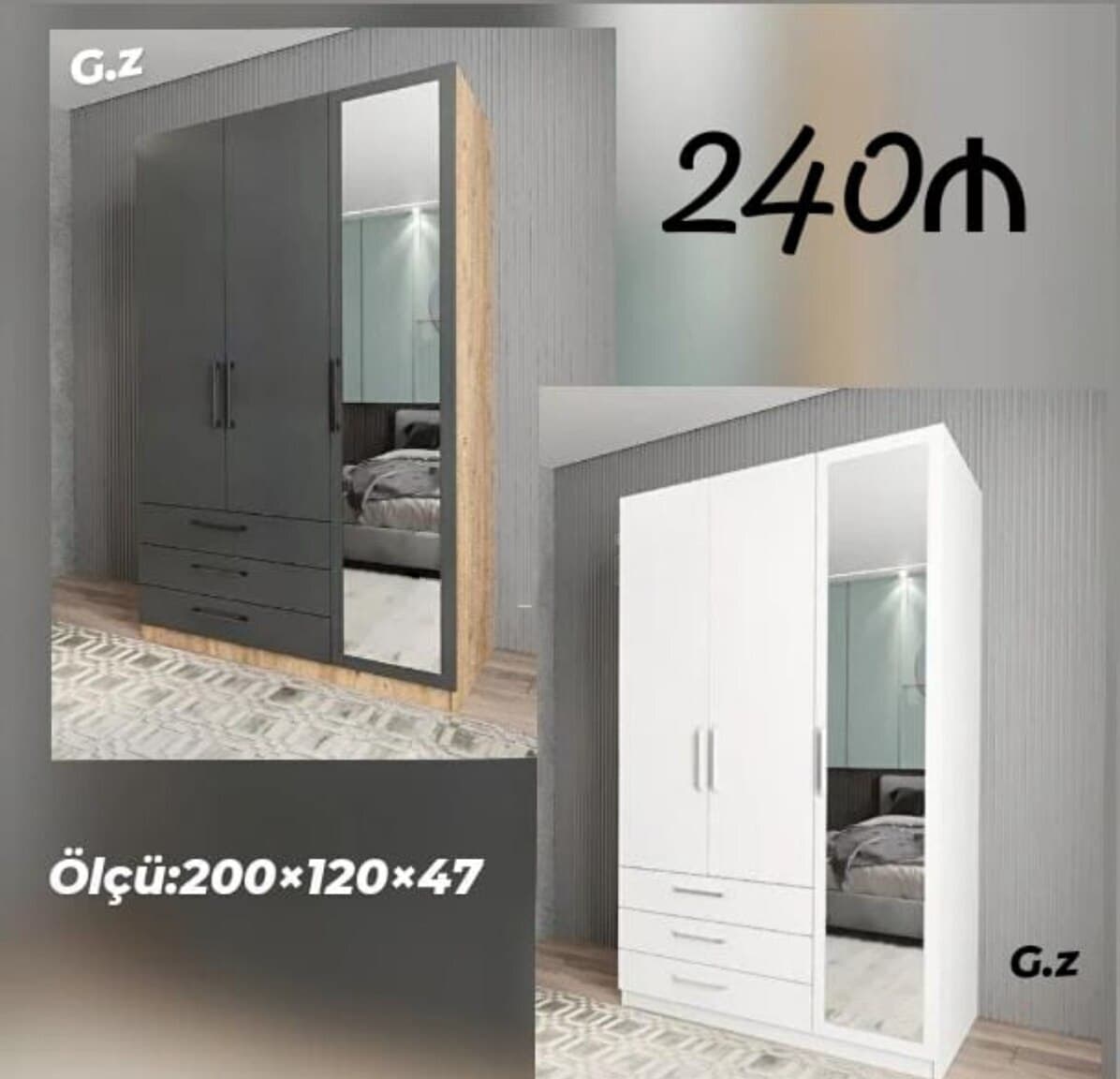 2 qapılı dolab