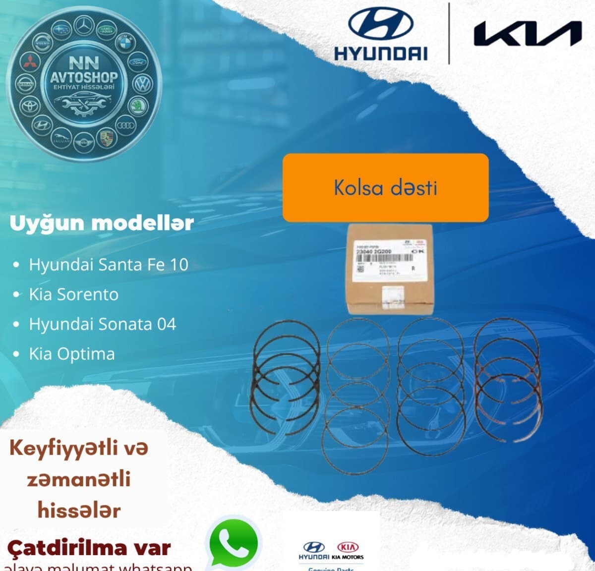 Porşen halqaları dəsti Kia Optima