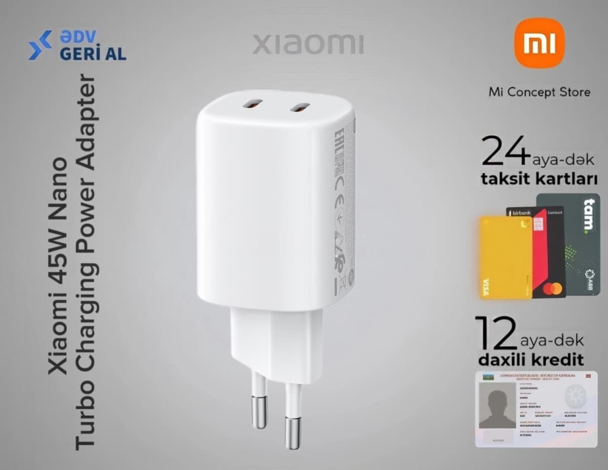 Şarj adapteri Xiaomi 45W Nano Turbo