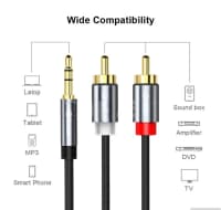 Audio kabel Qgeem 2RCA to 3.5mm AUX 1.5m — şəkil 2