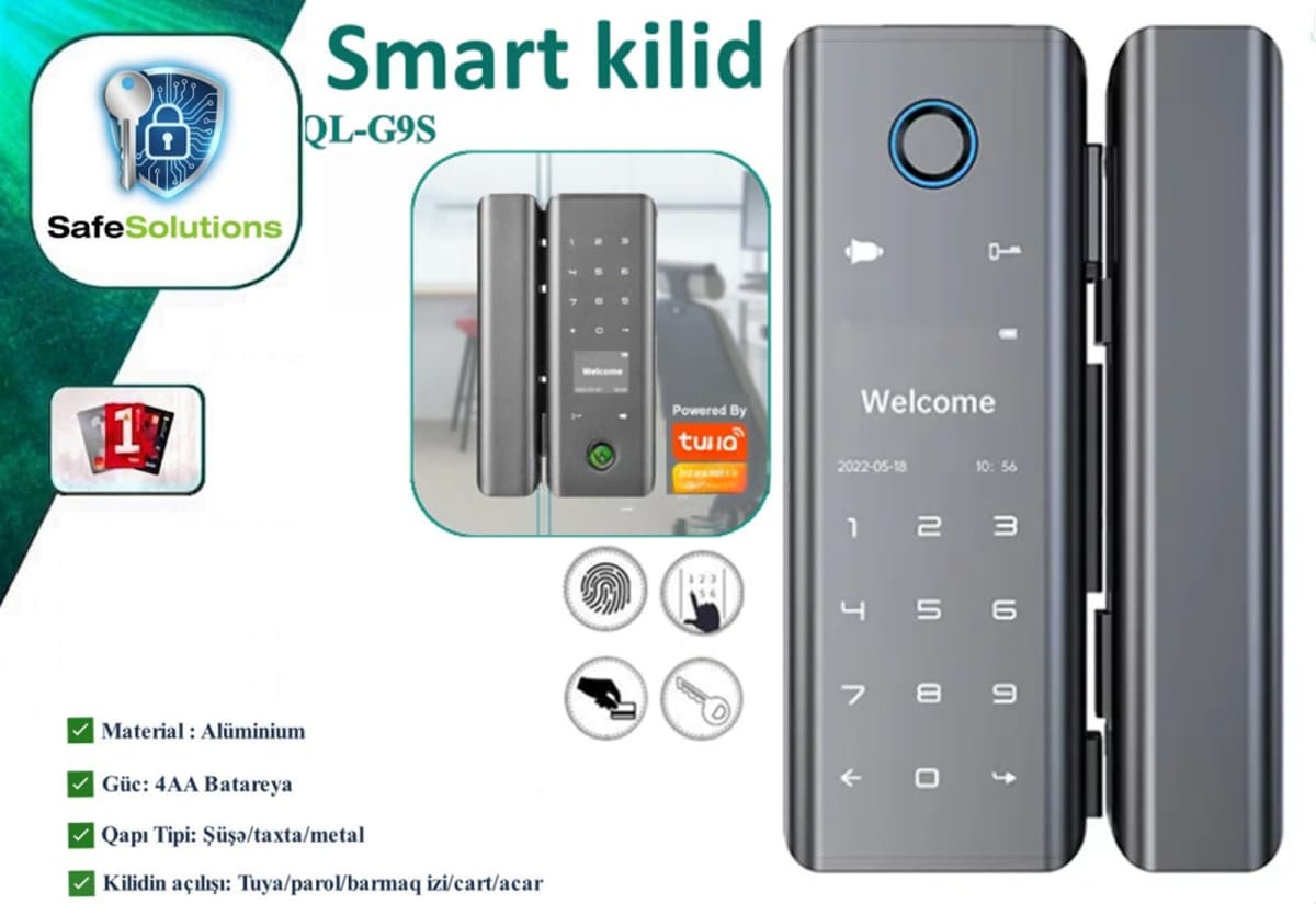 Smart Kilid QL-G9S Şüşə Qapı üçün