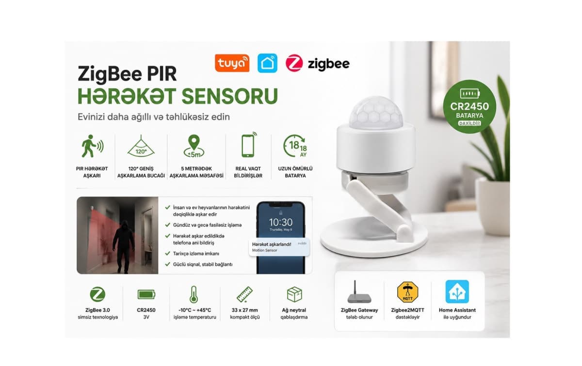 Zigbee 3.0 PIR hərəkət sensoru