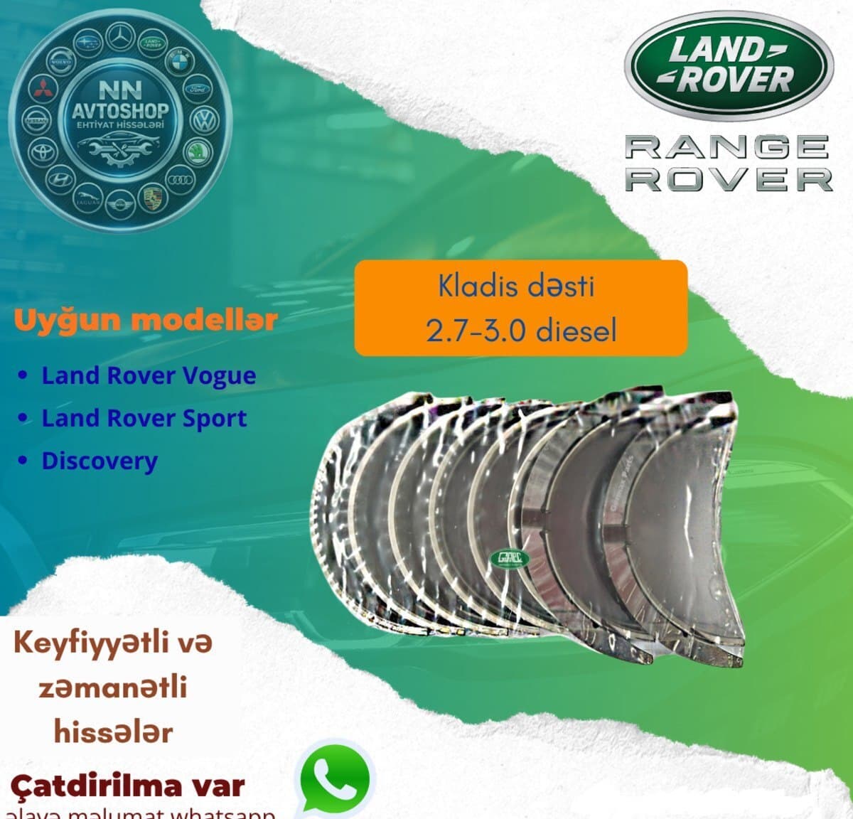 Şatun yataqları Land Rover 2.7, 3.0 dizel