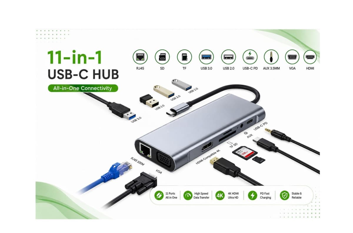 USB-C Hub 11-in-1 4K Adapter