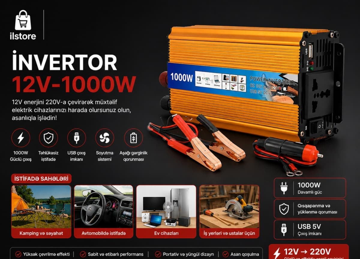 İnvertor 12V-1000W
