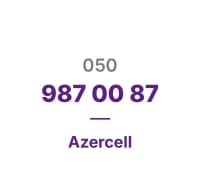 Azercell nömrəsi (050) 987-00-87 — şəkil 1