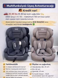 Uniseks uşaq avto oturacağı, Boz rəng — şəkil 1