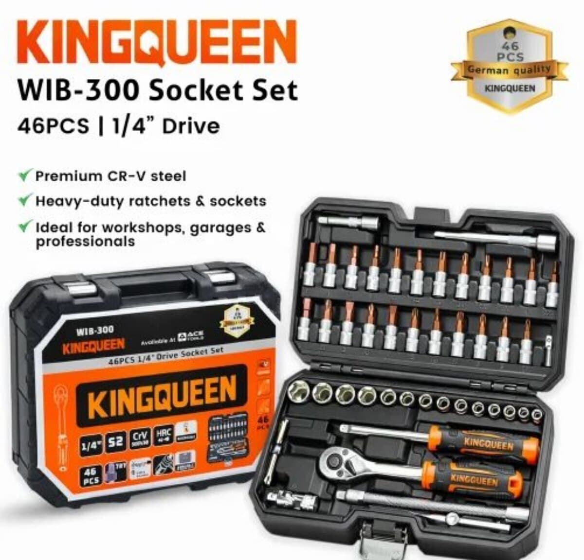 Kingqueen 46 hissəli trişotka açar dəsti