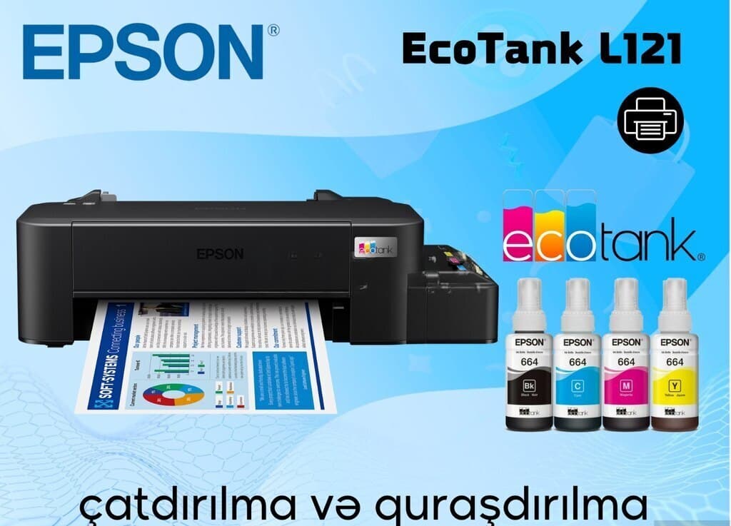 Epson L121 Şırnaqlı Rəngli Printer