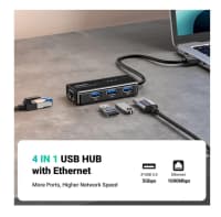 məlumat ötürücü hub "ugreen usb 3.0 hub with gigabit ethernet adapter" — şəkil 2