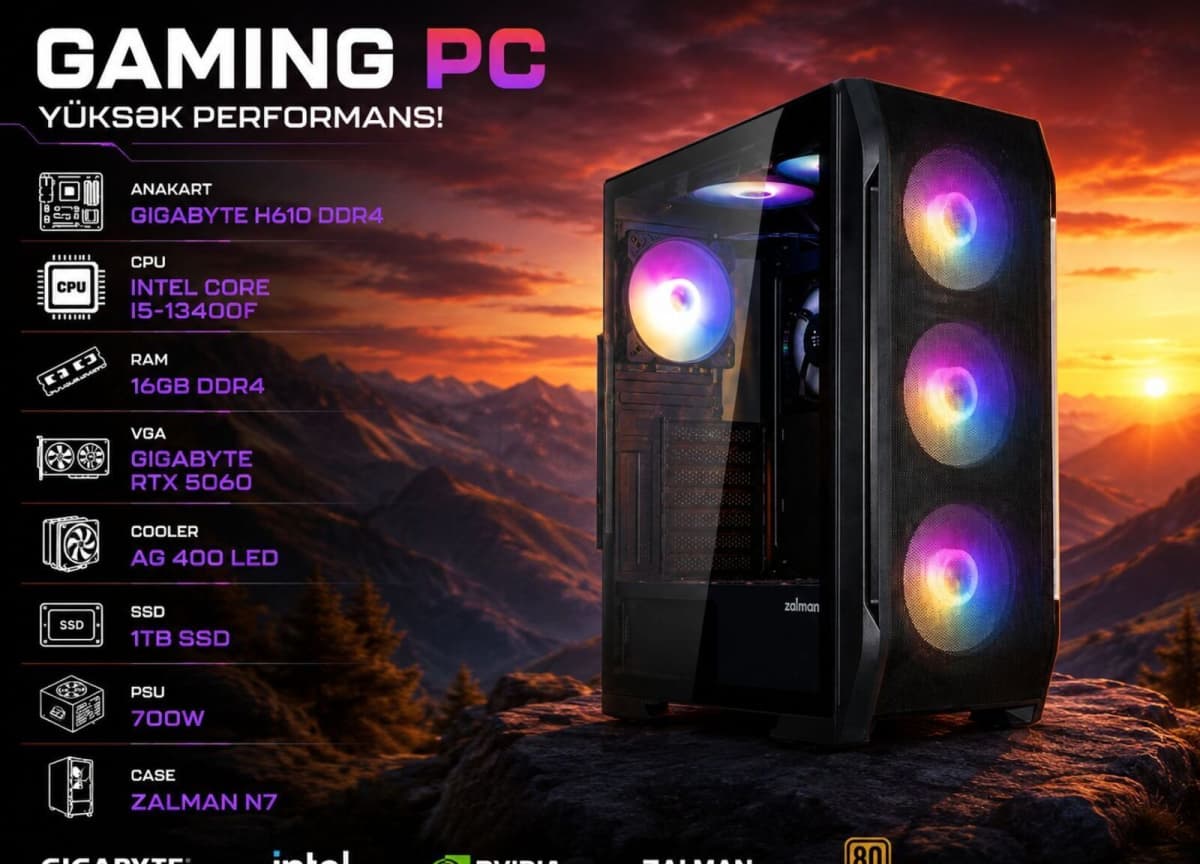 Oyun kompüteri Mega-028 Intel Core i5-13400F RTX 5060