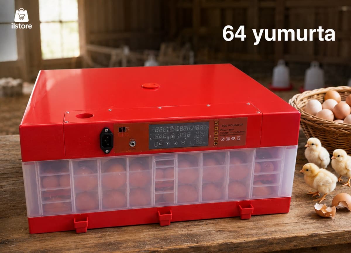 İnkubator 64 yumurta tutumlu