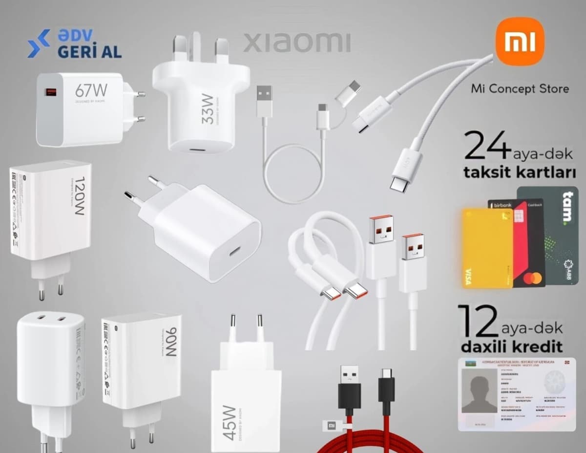 Xiaomi adapter və USB kabel modelləri