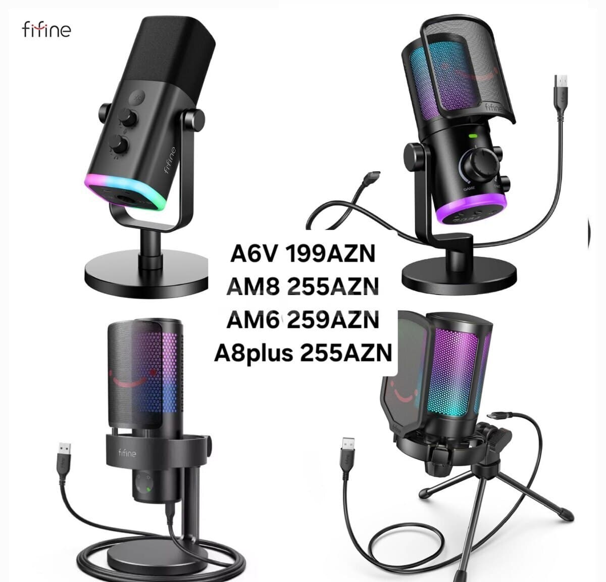 Fifine Professional USB Oyun və Yayım Mikrofonları