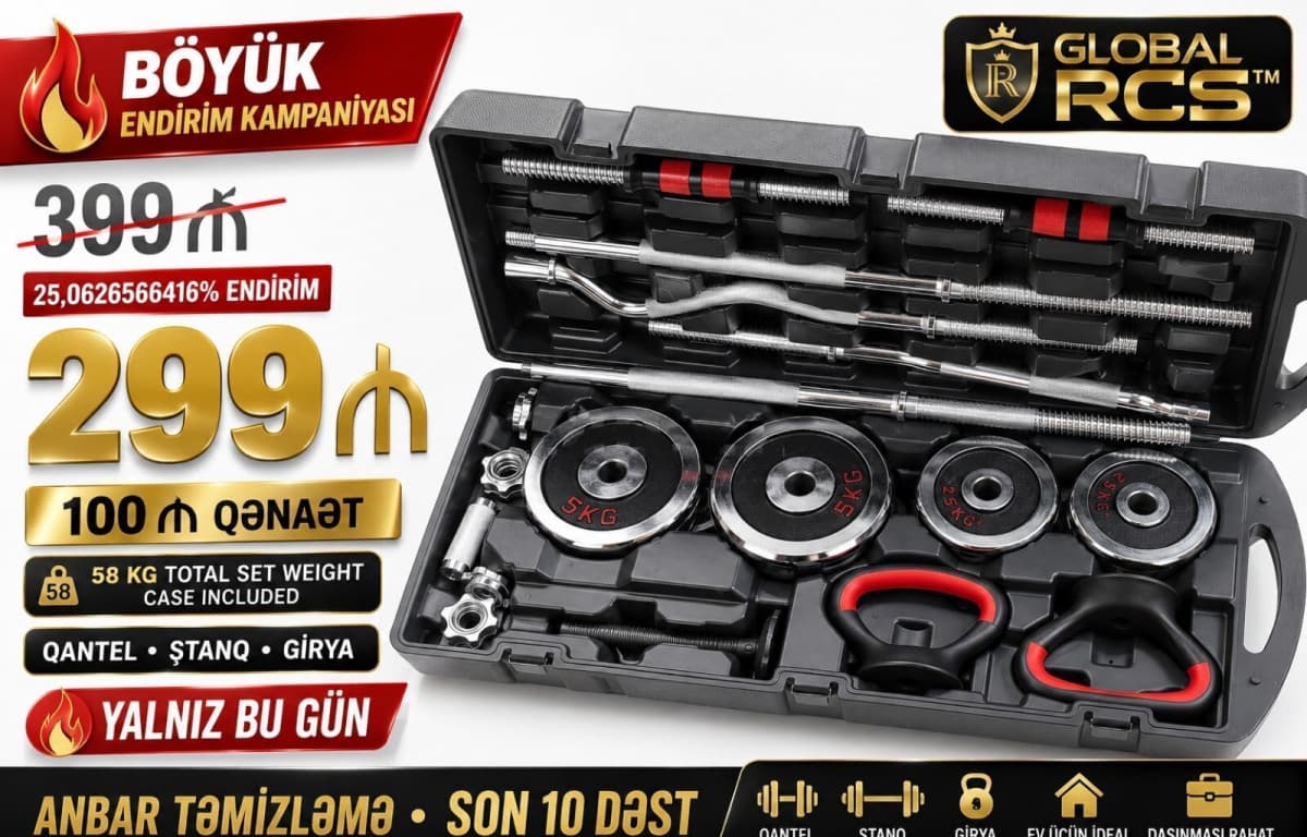 Xrom qantel və ştanq dəsti 58 kq