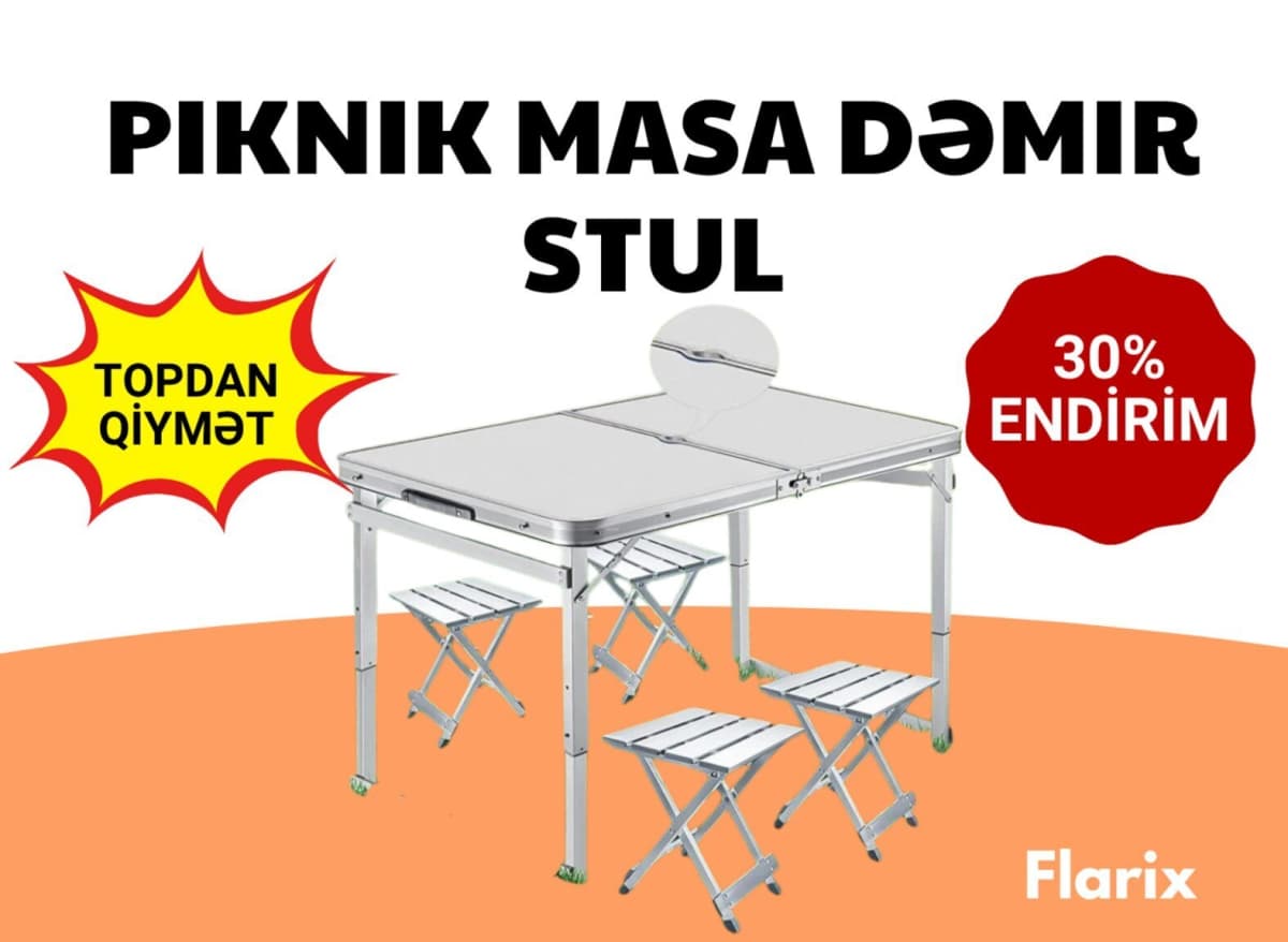 Qatlana bilən piknik dəsti (stol və oturacaqlar)