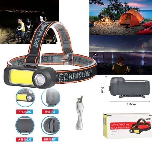 WH-1707 USB Şarjlı LED Baş Fənəri