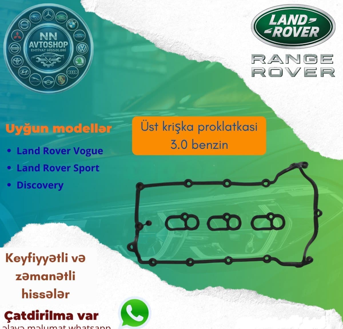 Üst qapaq araqatı rezini Range Rover Vogue 3.0