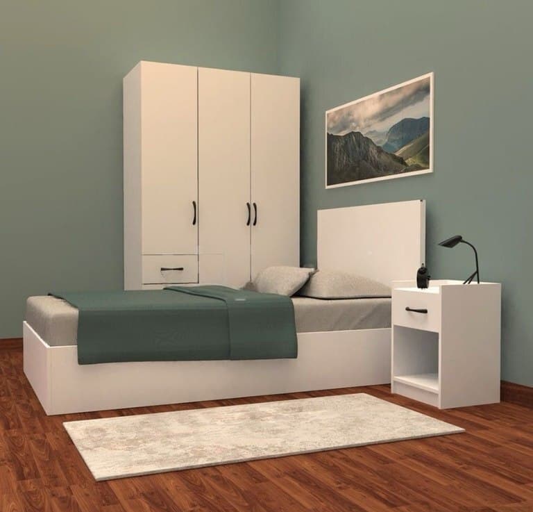 Taxta material yataq otağı dəsti, Ağ rəng
