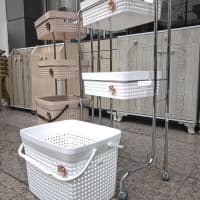3 Mərtəbəli Təkərli Plastik Saxlama Səbəti — şəkil 3