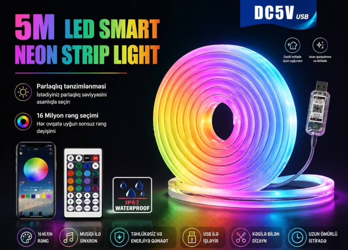 LED işıq şeridi 5 metr