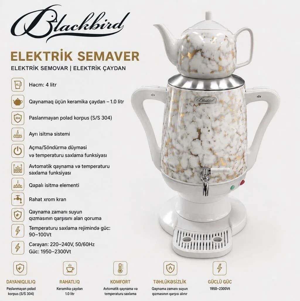 Samovar Paslanmayan polad material
