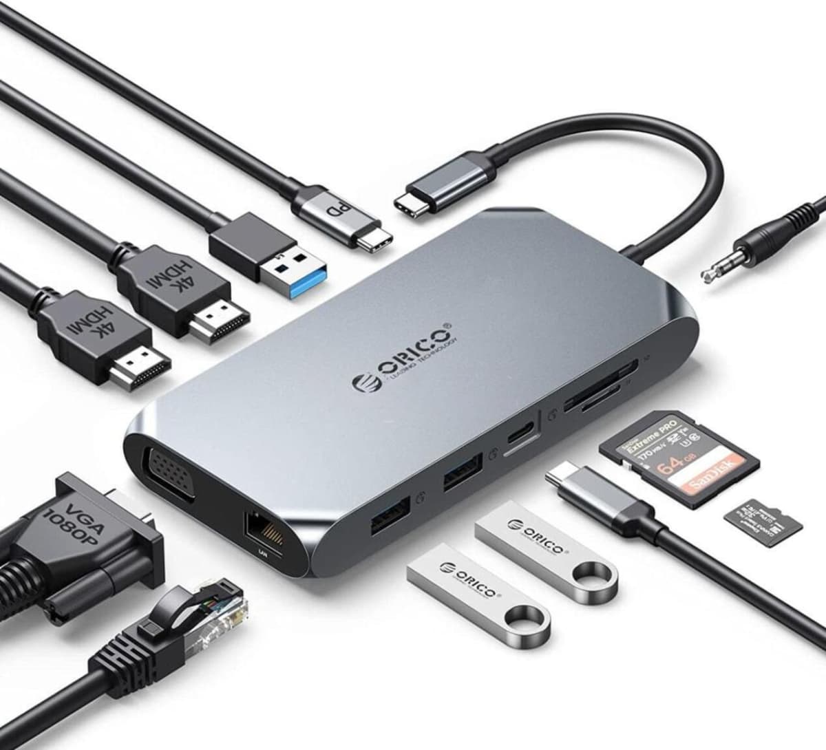 Docking station Orico XCR-X22-GY-BP 12-in-1