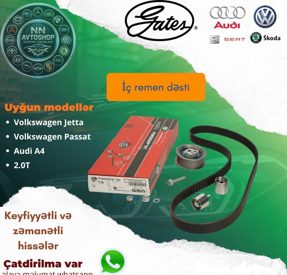 İç kəmər dəsti Volkswagen Jetta, Passat 2.0