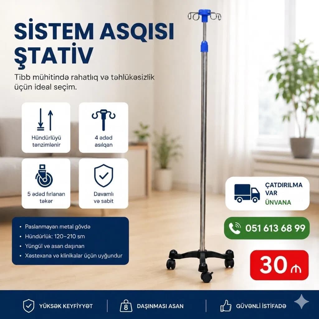 Sistem Asqısı üçün Tibbi Stativ