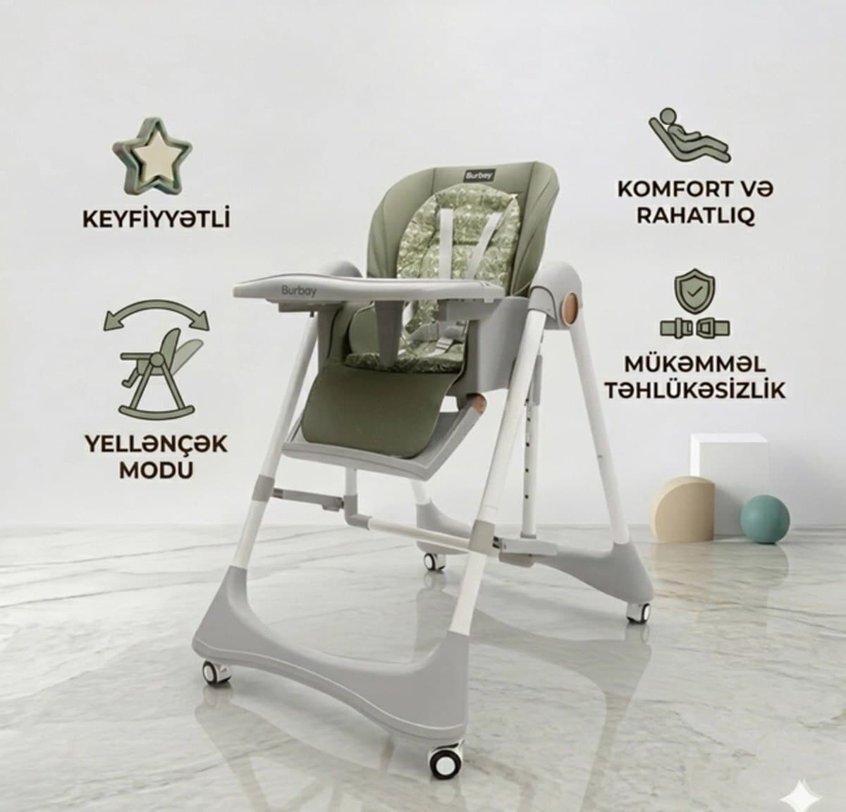 Uniseks uşaq yemək oturacağı, Yaşıl rəng