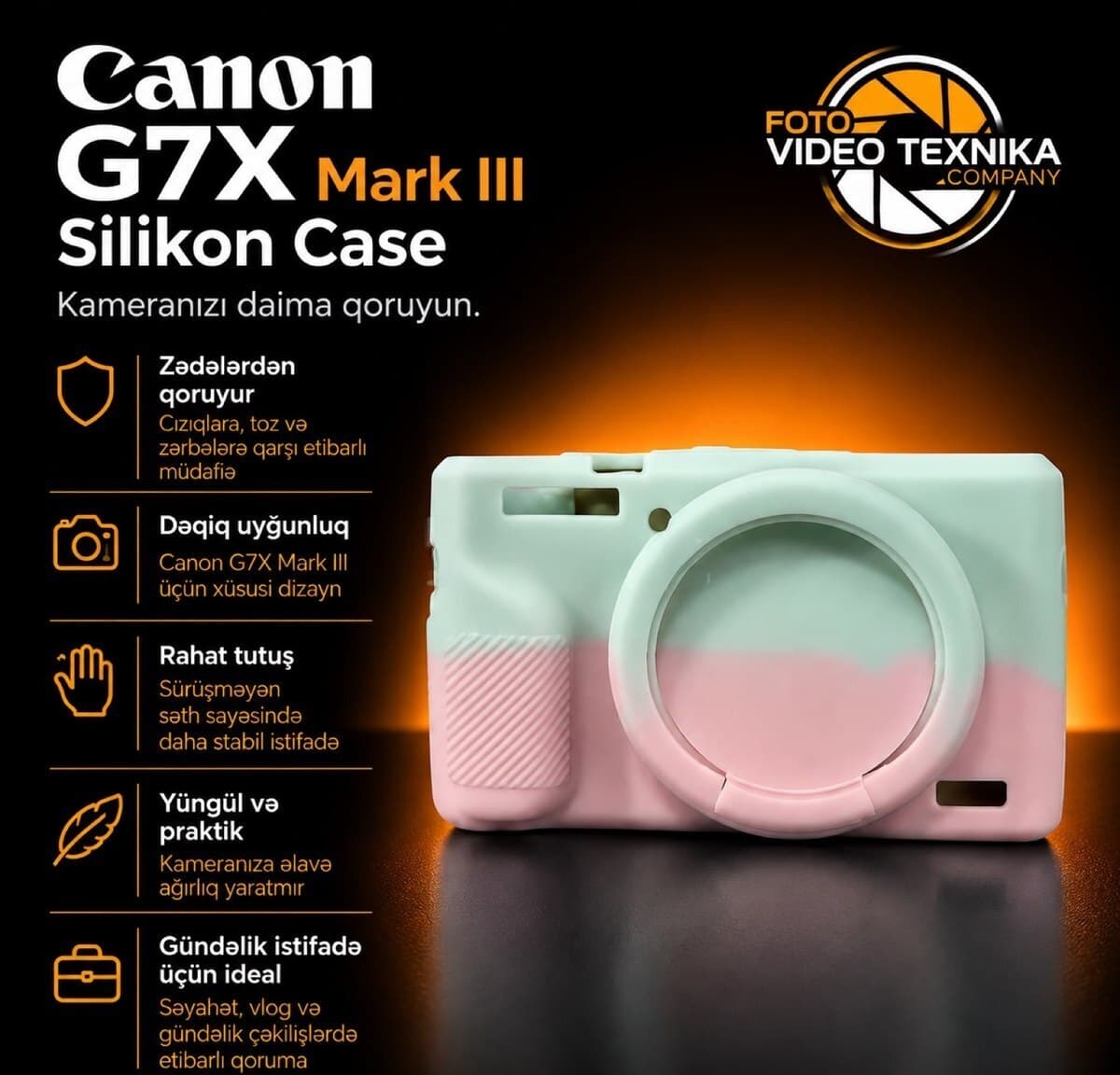 Silikon çexol Canon G7X Mark III üçün