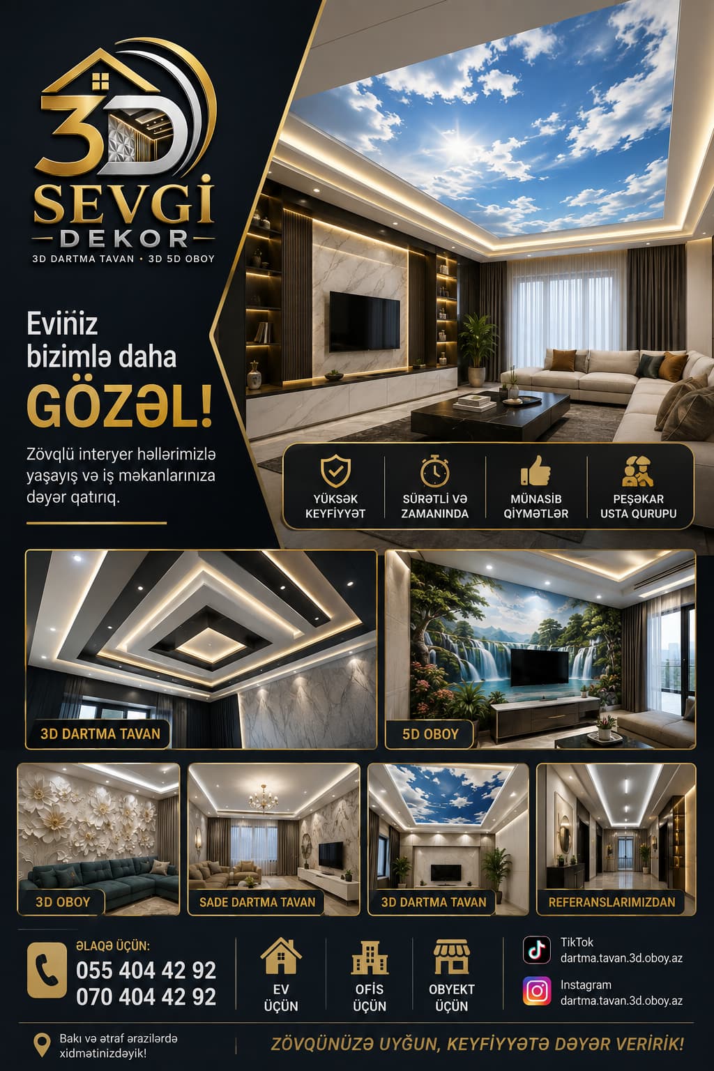3D Dartma Tavan və 3D Oboy Xidməti