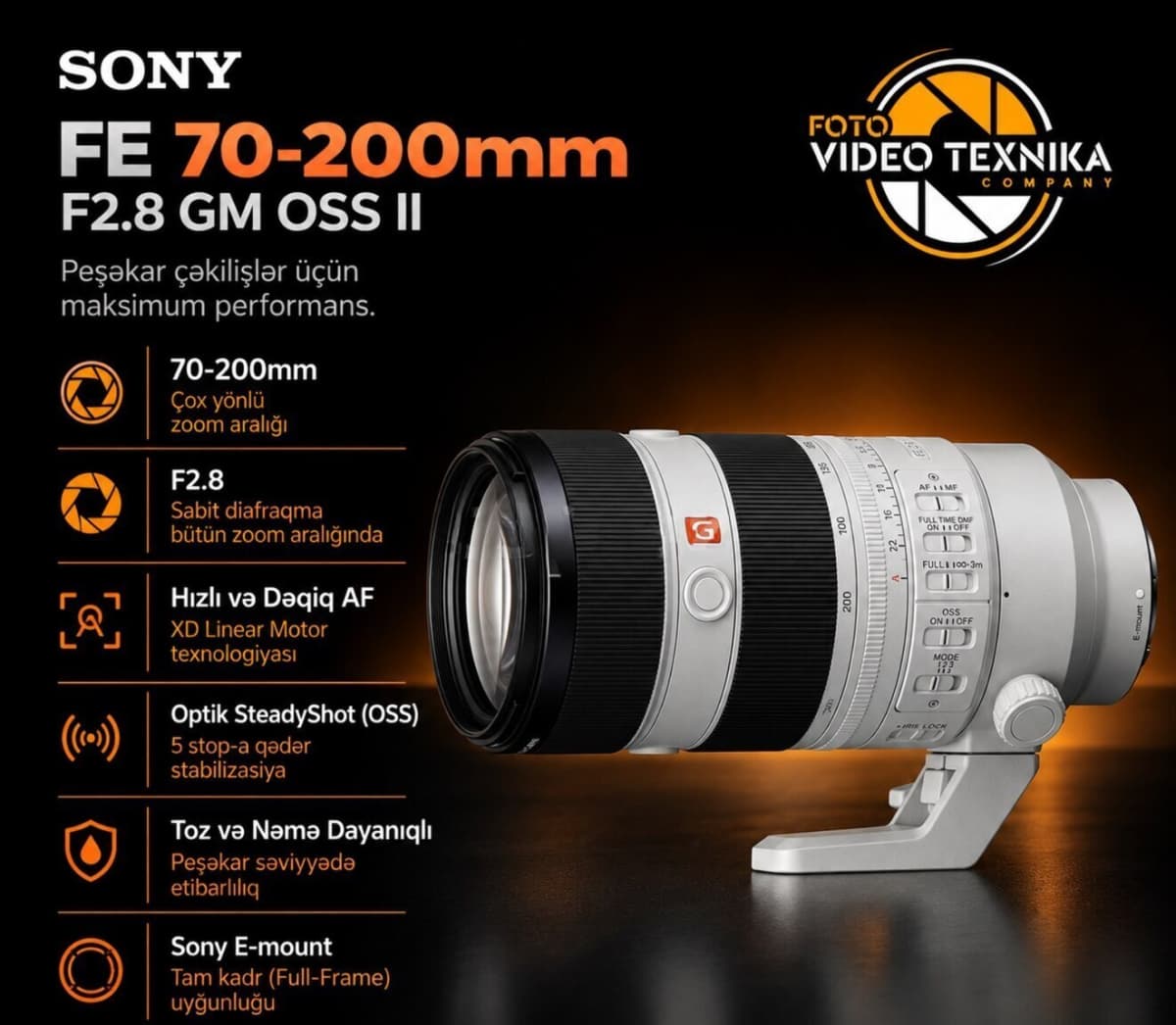 Obyektiv Sony FE 70-200mm f2.8 GM OSS II