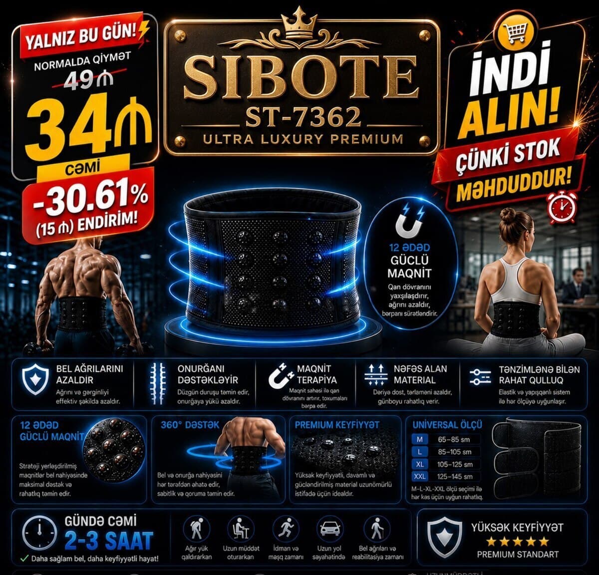 Maqnitli bel korseti Sibote ST-7362