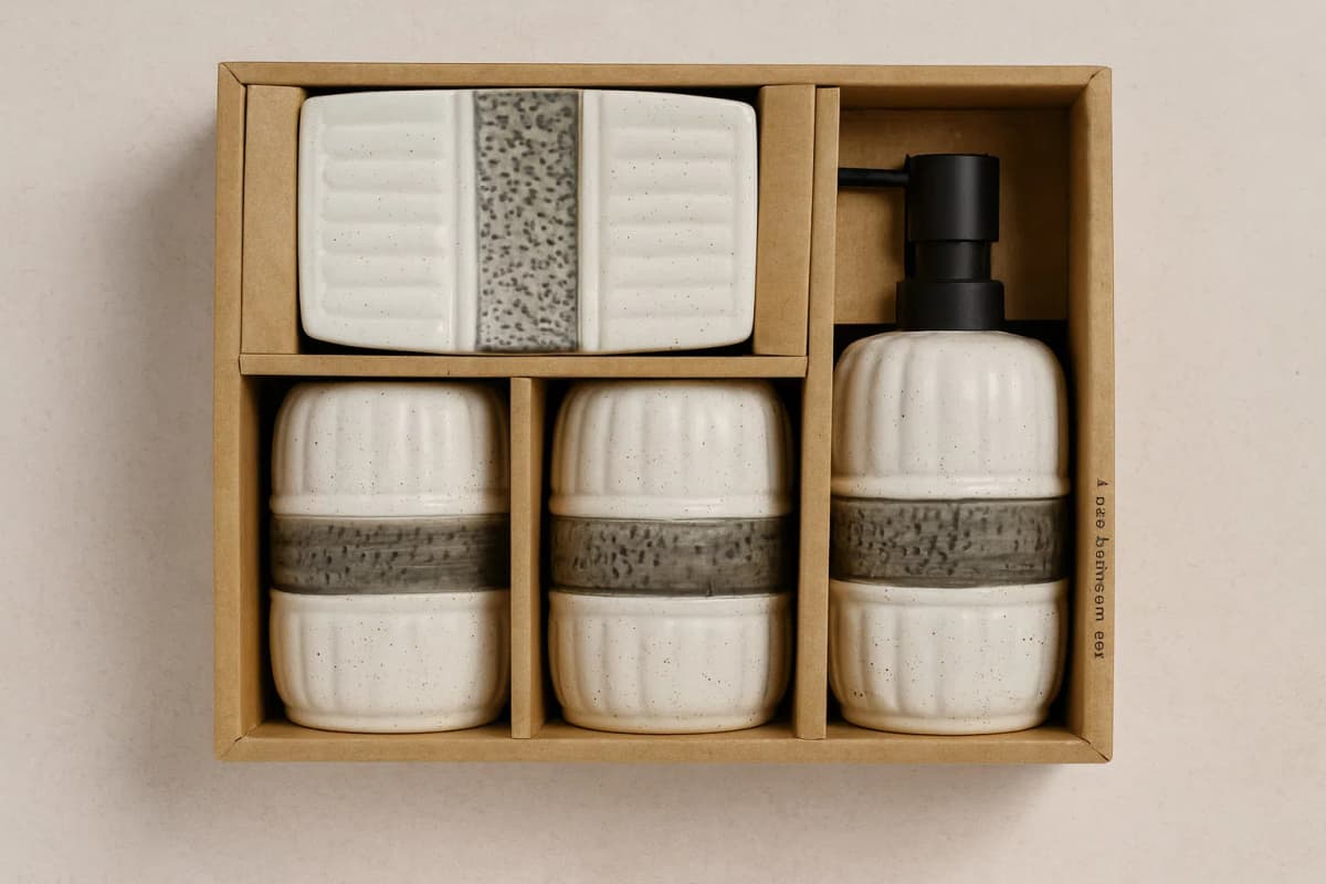 Hamam otağı dəsti 62165, keramika, ağ, 4 əşya