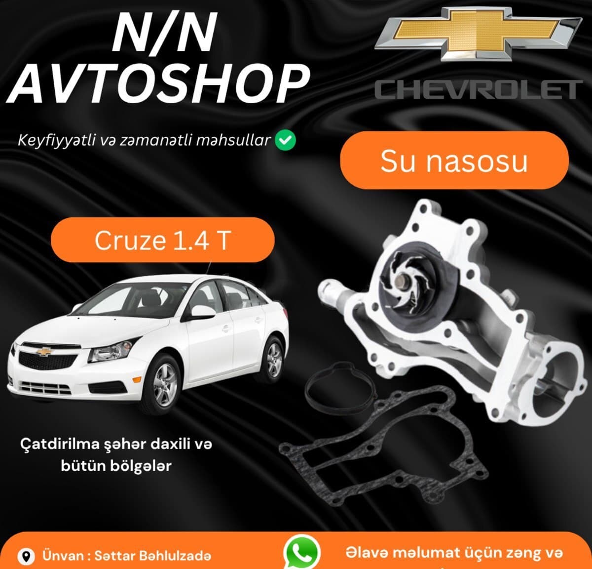 Su nasosu Chevrolet Cruze 1.4 Turbo
