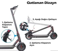 Uniseks uşaq skuteri, Elektrik skuter, Qara rəng — şəkil 6